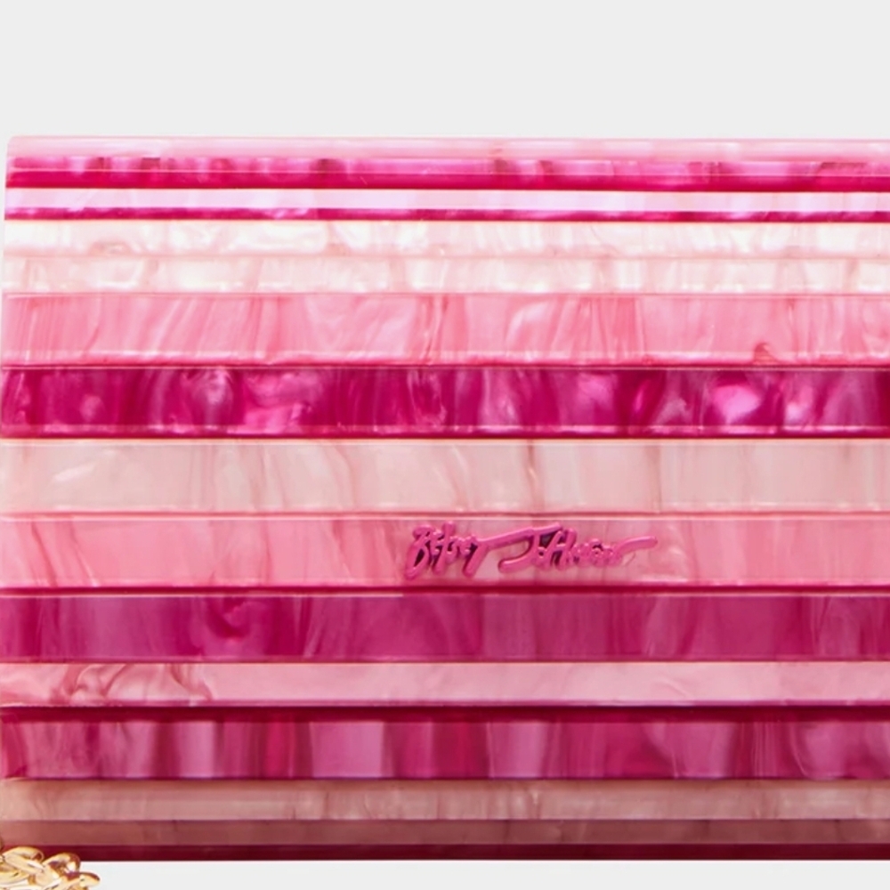 Betsey Johnson Pink Marbled Clutch